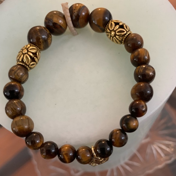 Brown Tiger Eye Beaded Buddha Bracelet - Picture 7 of 8